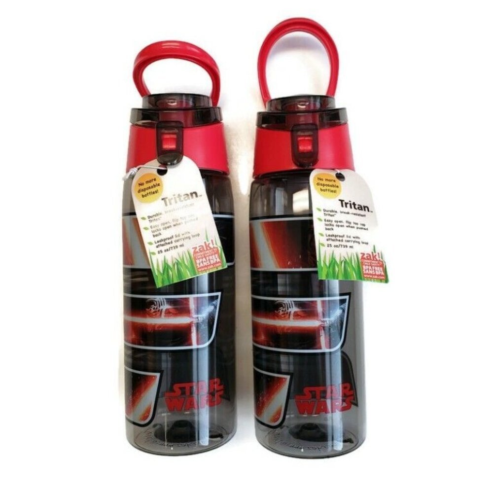 Zak Designs Star Wars KYLO REN 25 Oz. Reusable Plastic Water Bottle 2 Piece Set